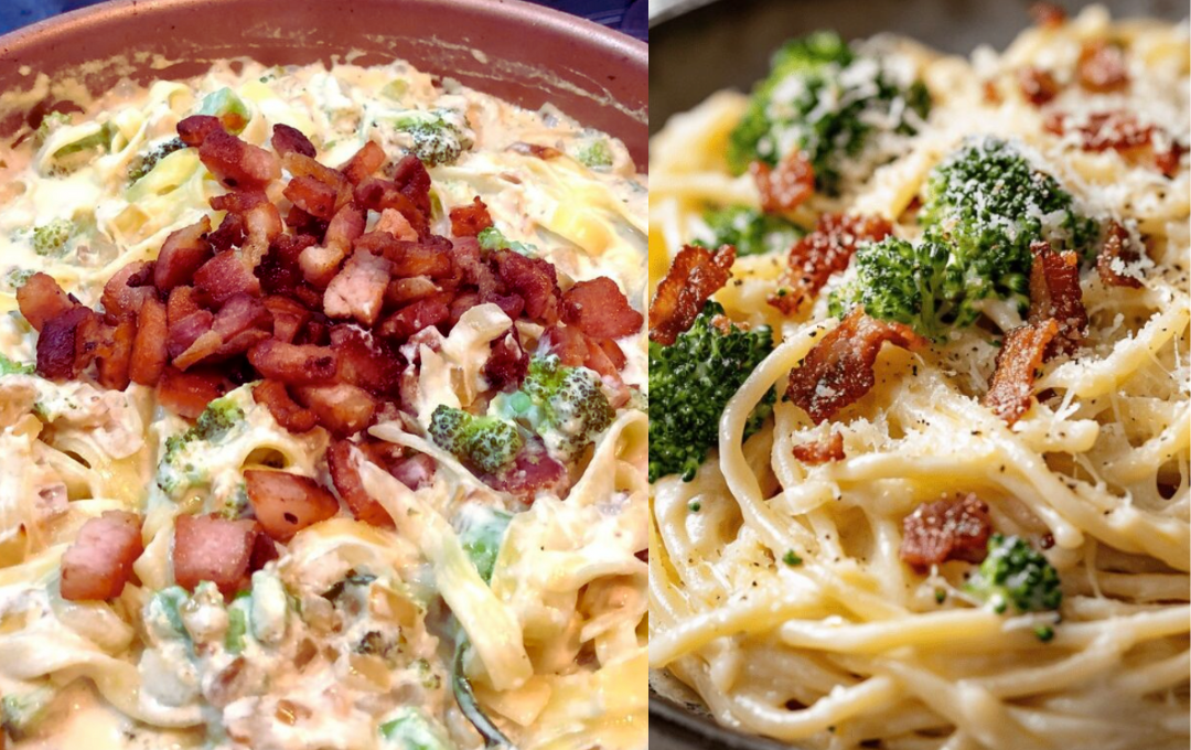 Seu Marido Vai Ficar Louco Quando Você Servir Esse Macarrão Cremoso com Frango, Bacon e Brócolis!