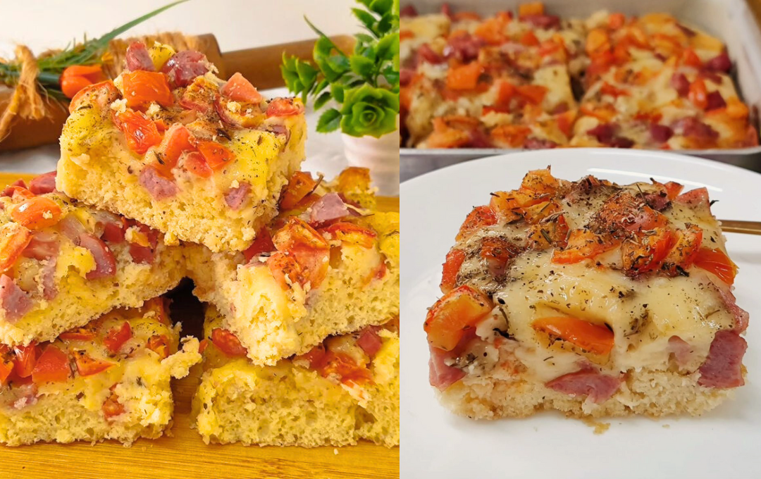 Preparei essa TORTA PIZZA DE FORNO e o cheiro me levou direto para a cozinha da minha avó