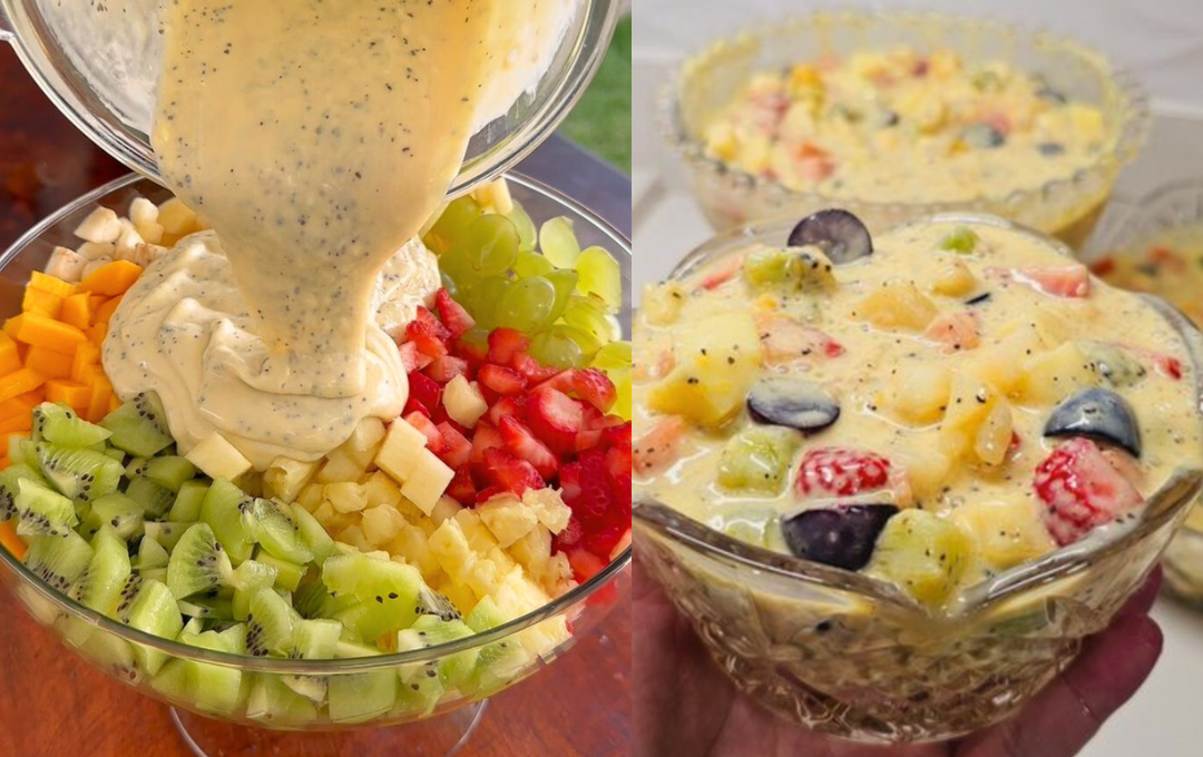 Fiz essa SALADA DE FRUTAS COM CREME DE MARACUJÁ e até minha cunhada pediu para levar uma tigela pra casa