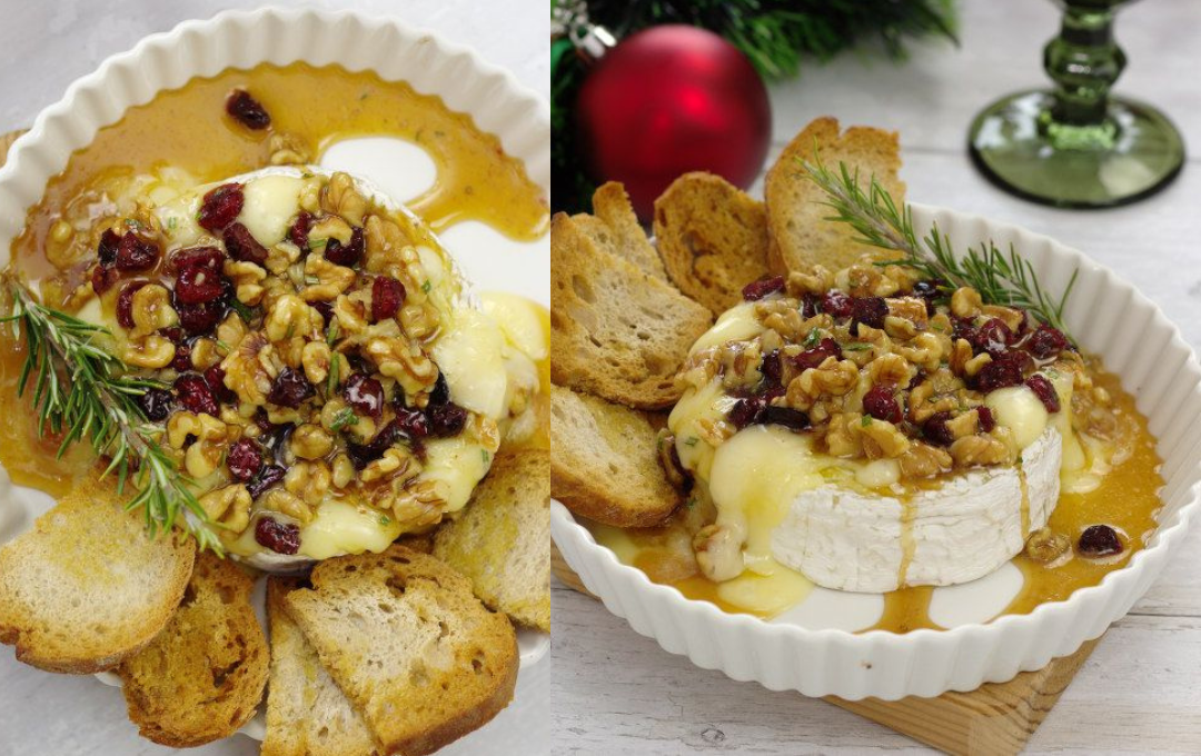 Esse QUEIJO CAMEMBERT NO FORNO COM MEL, ALECRIM E NOZES foi a melhor forma de começar a noite