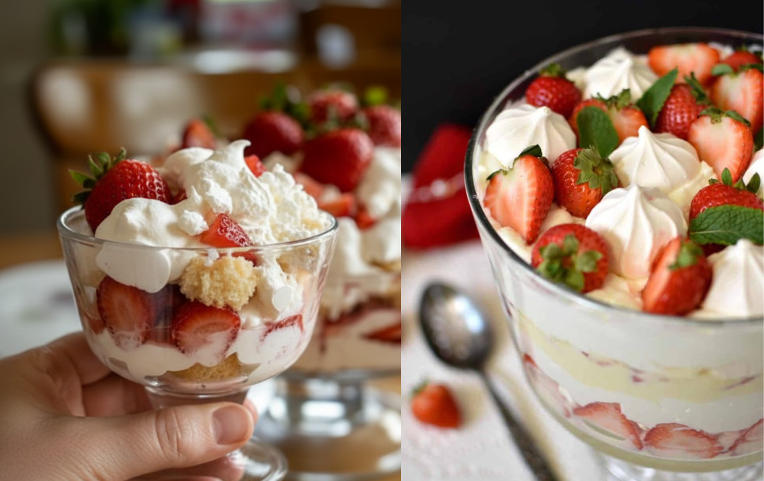 Essa SOBREMESA DE MORANGO COM SUSPIROS tem tudo para virar o destaque da mesa de Natal