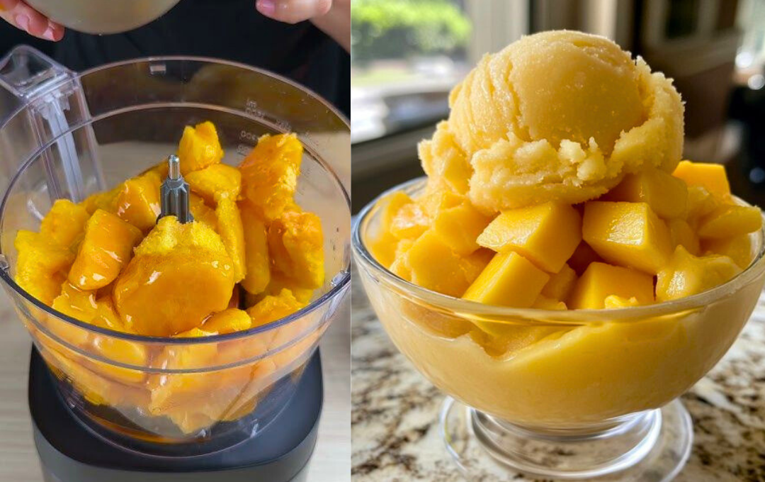 Preparei esse SORVETE DE MANGA COM 3 INGREDIENTES e o resultado ficou muito mais aveludado do que eu imaginava