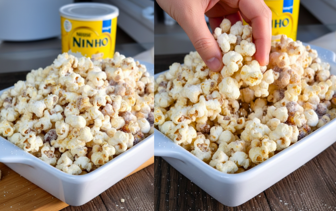 Preparei essa PIPOCA DE LEITE NINHO porque estava com uma vontade louca e o resultado ficou muito melhor do que aquelas de shopping