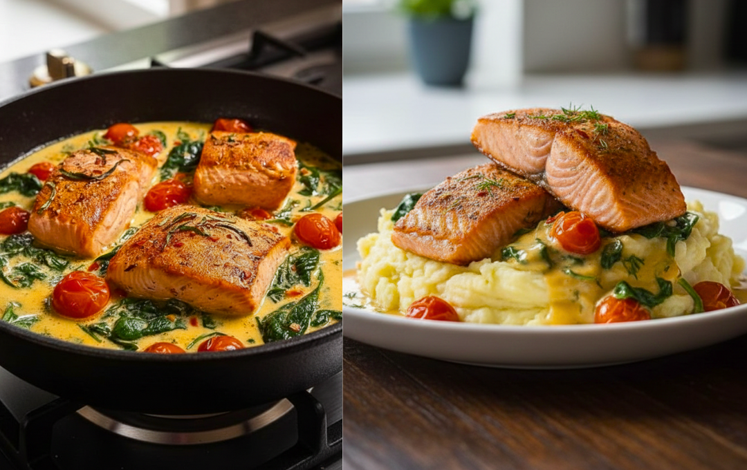 Preparei esse SALMÃO AO MOLHO TOSCANO e o brilho da calda cremosa deixou todo mundo de queixo caído