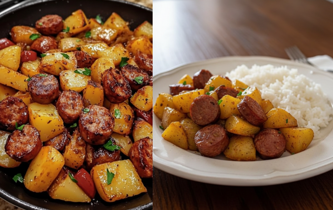 O sabor defumado dessas BATATAS COM LINGUIÇA CALABRESA é o tipo de prazer simples que a gente merece em um almoço