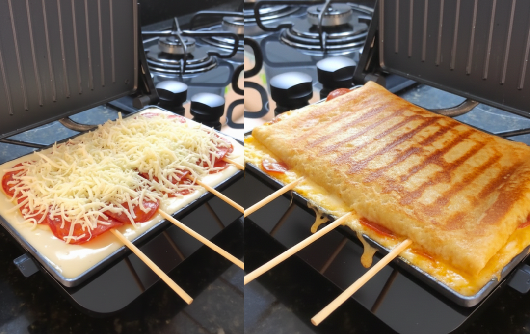 Preparei esse CREPE DE SANDUICHEIRA e a praticidade de ter um lanche crocante e recheado em minutos conquistou todo mundo