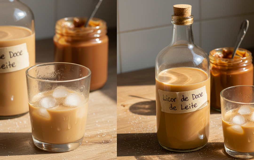 Preparei esse LICOR CREMOSO DE DOCE DE LEITE e o sabor aveludado dele virou o brinde oficial dos nossos encontros