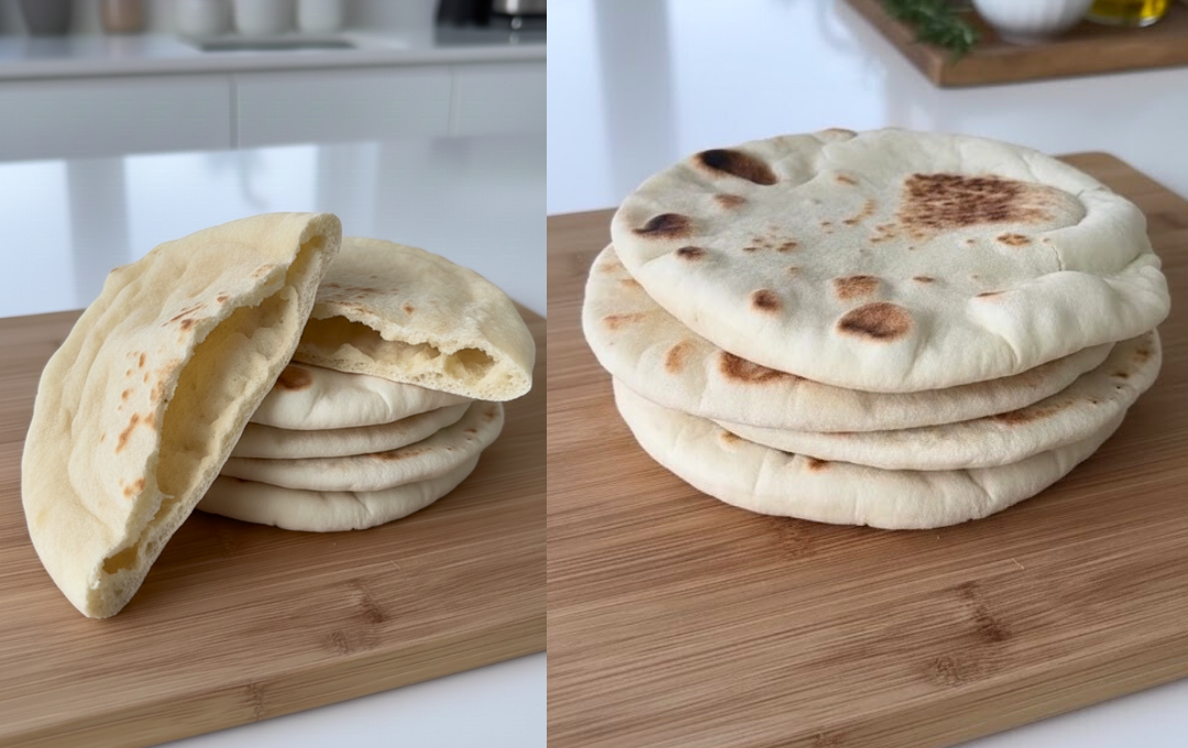 Preparei esse PÃO PITA NA FRIGIDEIRA e ele inflou tão lindo que parece mágica na cozinha