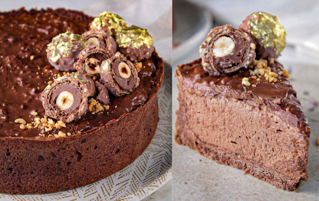 Depois da primeira fatia dessa TORTA FERRERO ROCHER, eu entendi por que a combinação de avelã com chocolate nunca falha