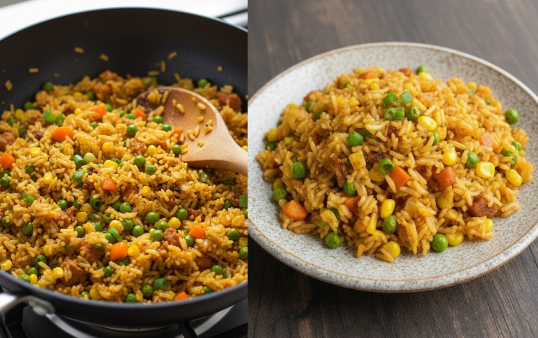 Esse ARROZ FRITO COM LINGUIÇA DE PORCO é meu jeito preferido de transformar arroz que sobrou em algo especial