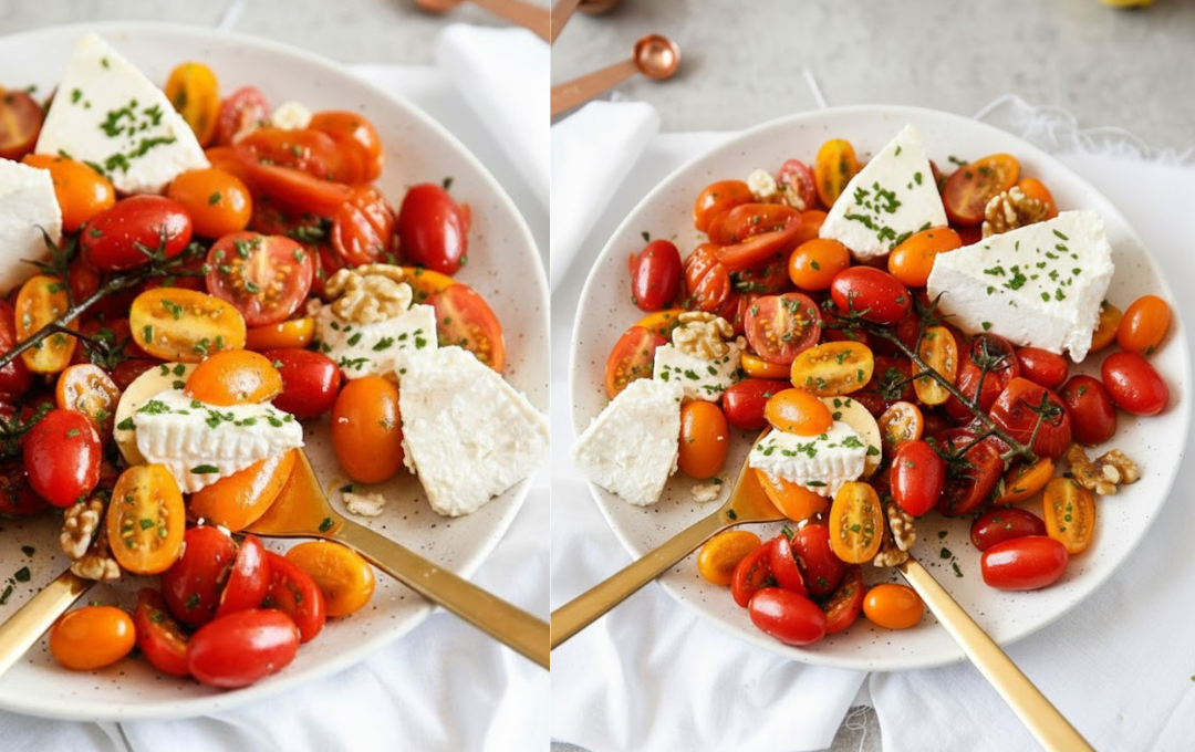 Preparei essa SALADA DE TOMATES COM RICOTTA e ela deu outra cara ao tomate de todo dia