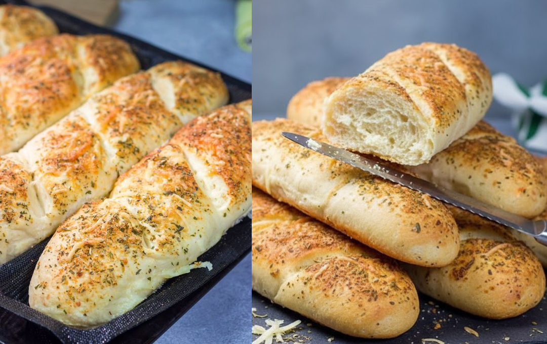 Preparei esse PÃO COM CROSTA DE PARMESÃO e o contraste da casquinha crocante com o miolo macio me surpreendeu