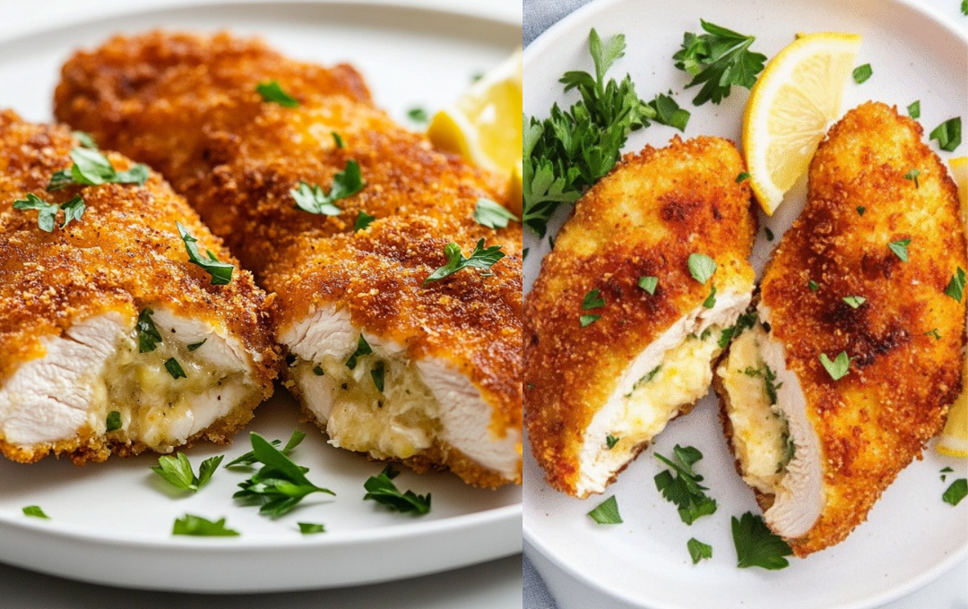 Esse FRANGO À KIEV guarda uma manteiga temperada por dentro que explode de sabor quando a faca corta a casquinha dourada