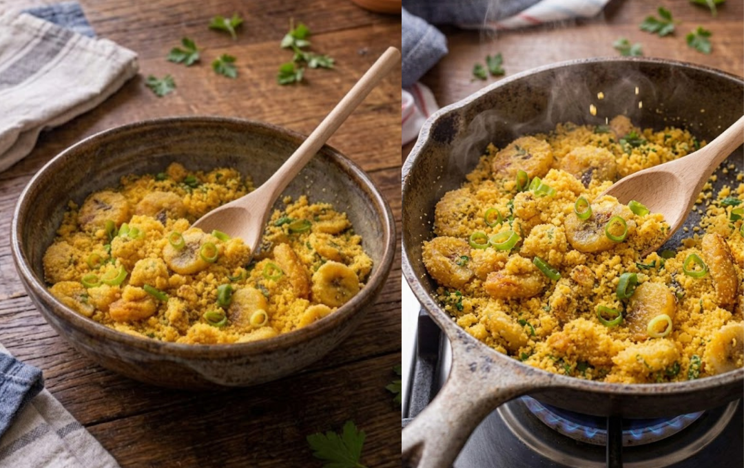 Preparei essa FAROFA DE BANANA COM MANTEIGA E ERVAS de um jeito diferente e agora todo churrasco começa por ela